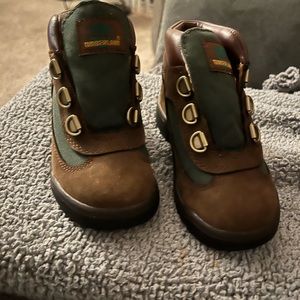 Timberland Toddler Field boot, dark brown nugget and olive size 8